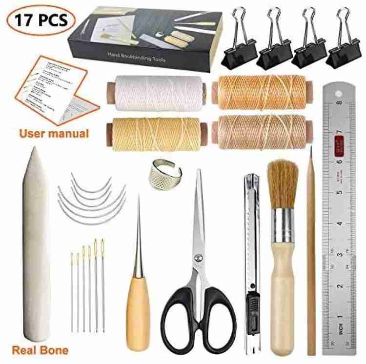JOFAMY Book Binding Kits, 17 pcs Bookbinding Supplies,A Necessity Book  Binding Starter Kit Real Bone Folder,Paper Awl, La . shop for E4ulife  products in India.